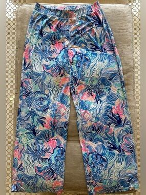 Lilly Pulitzer Vibrant Ocean-Print Wide Leg Pants